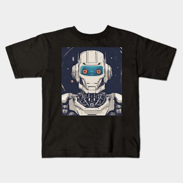 Robot Art Drawing Kids T-Shirt by Abeer Ahmad